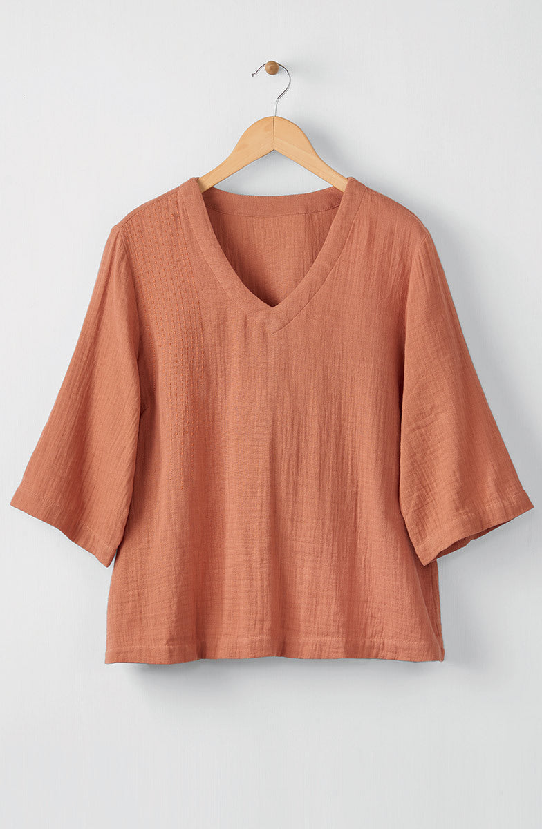 Kochi Double Gauze V-Neck Top