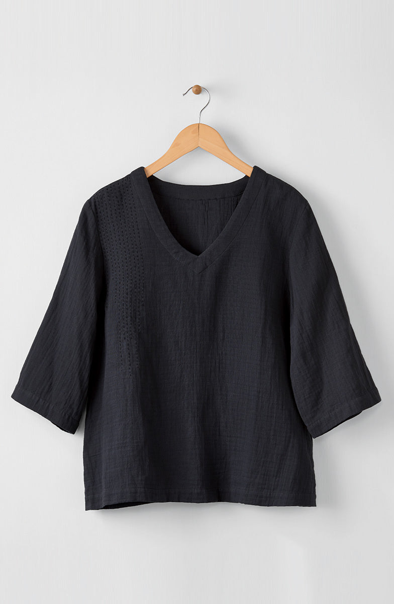 Kochi Double Gauze V-Neck Top