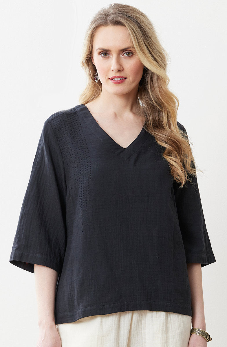Kochi Double Gauze V-Neck Top