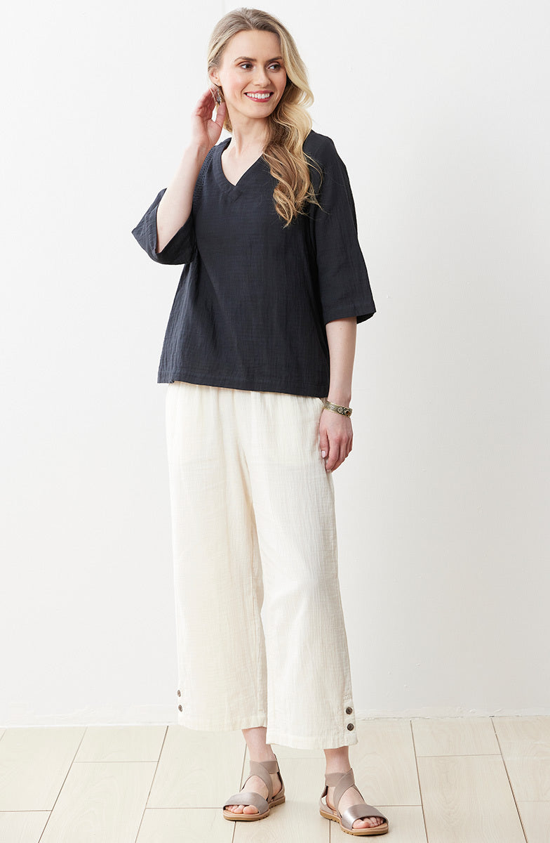 Kochi Double Gauze V-Neck Top