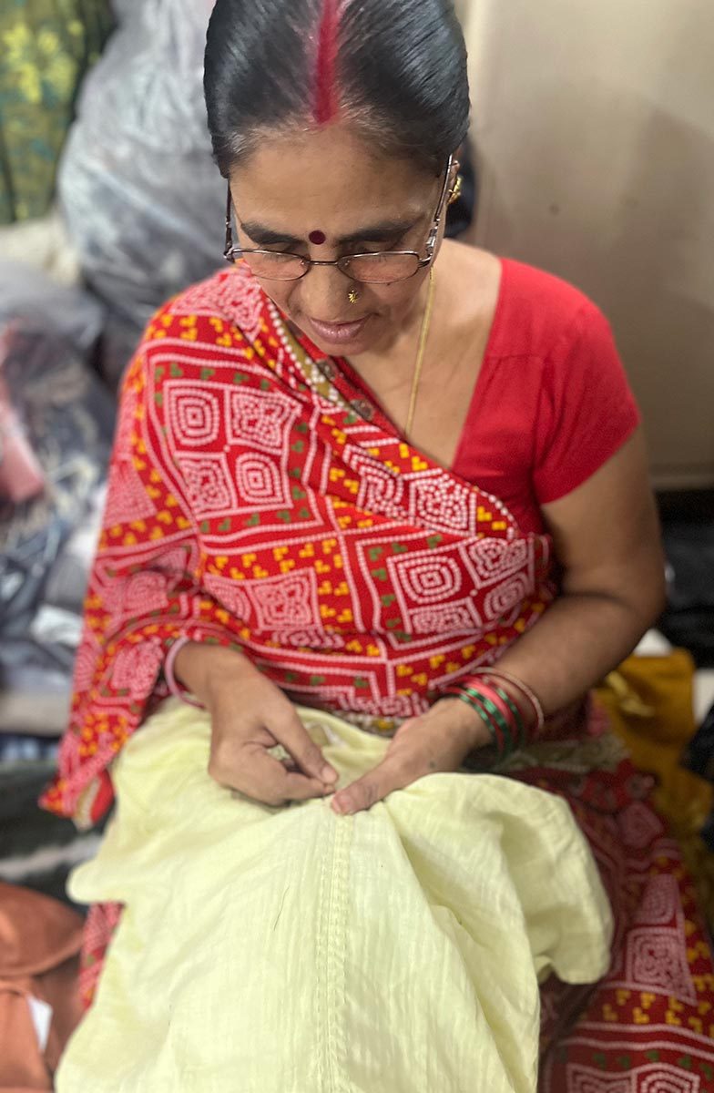 Isha Double Gauze Notch-Neck Top