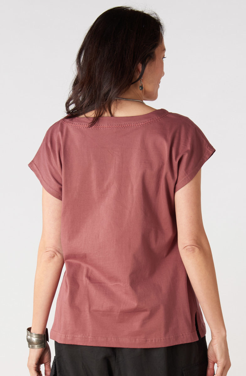 Tivisha Cotton Jersey Cap Sleeve Top - Sumac