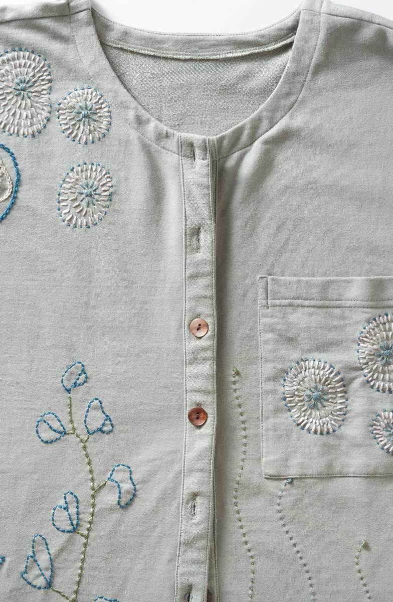 Mysore Organic French Terry Cardigan - Eucalyptus