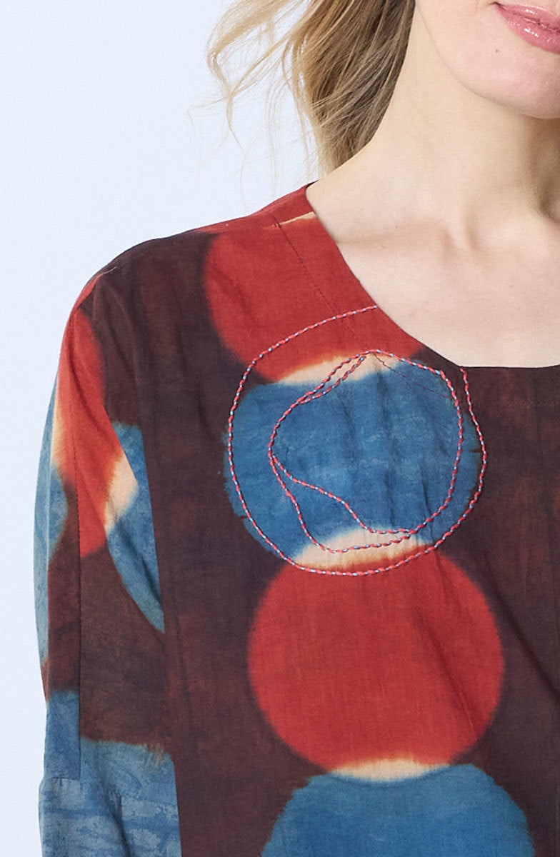 Rimsha 3/4-Sleeve Popover Swing Top - Indigo/Multi