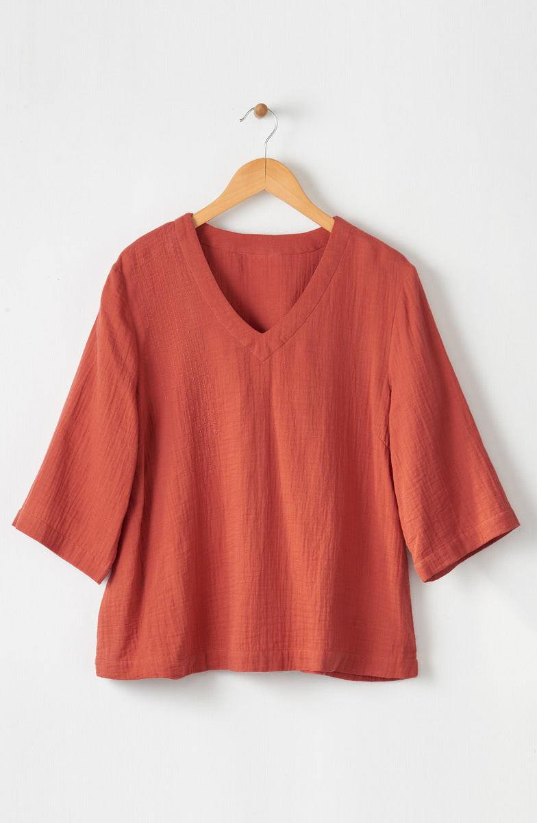 Kochi Double Gauze V-Neck Top