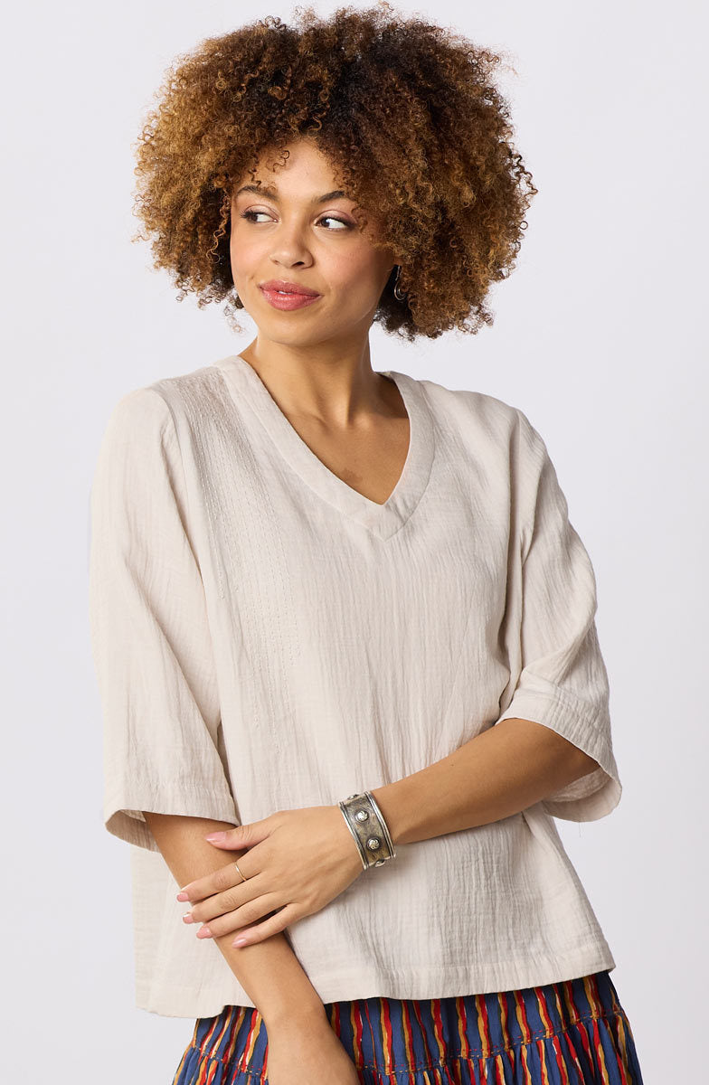Kochi Double Gauze V-Neck Top
