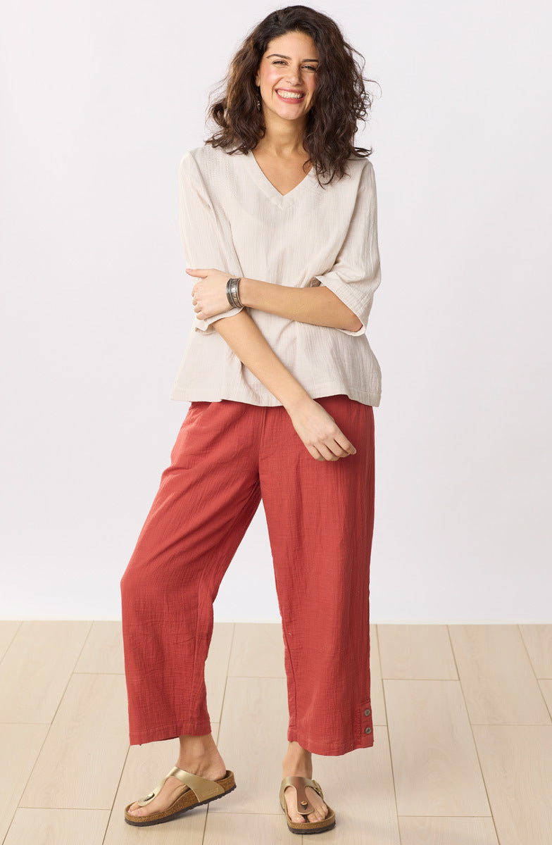 Kochi Double Gauze V-Neck Top