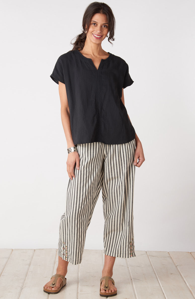 Isha Double Gauze Notch-Neck Top