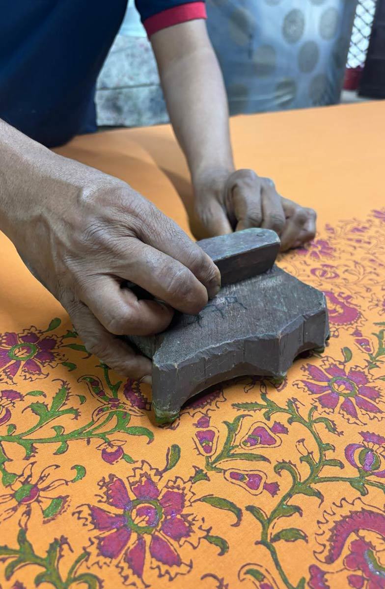 Radha Organic Cotton Button-Down Top - Honey/Multi