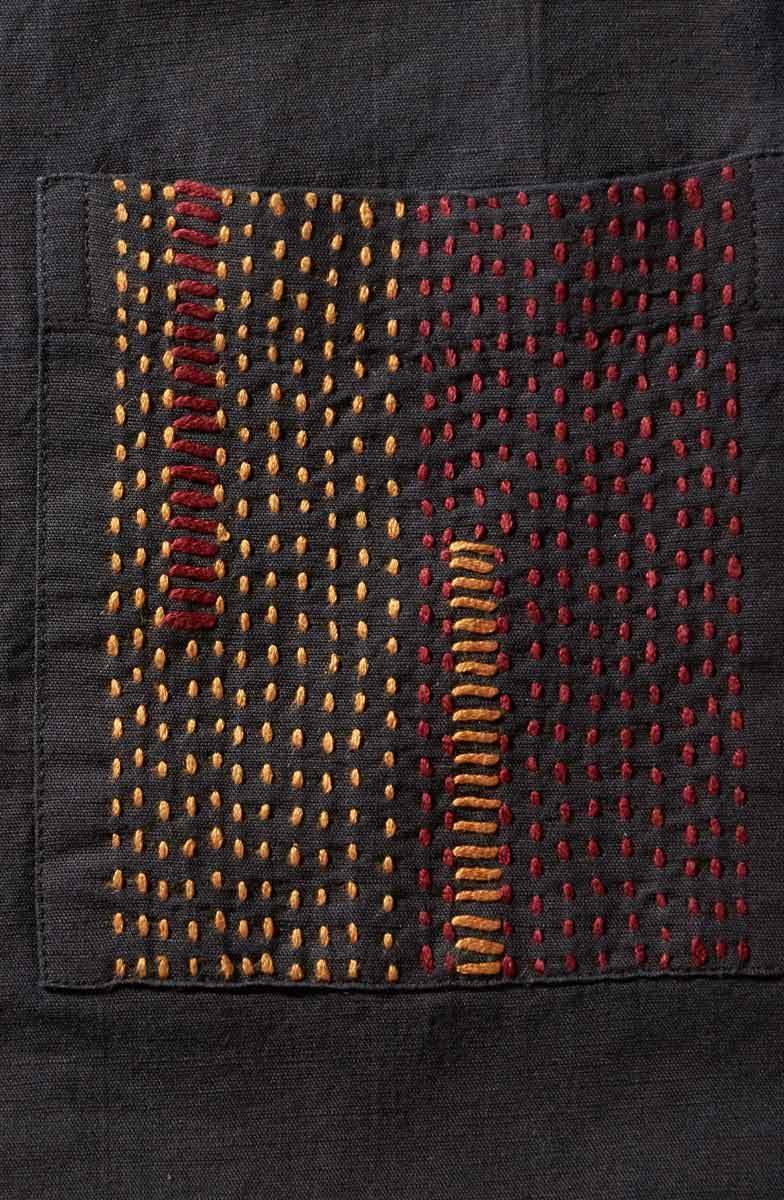 Meera Linen Cotton Short-Sleeve Button-Down Top - Black