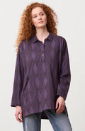 Malati Organic Cotton Jersey Oversized Collared Tunic - Aubergine