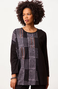 Farida Batik Print Jersey Oversized Tee - Black/Slate
