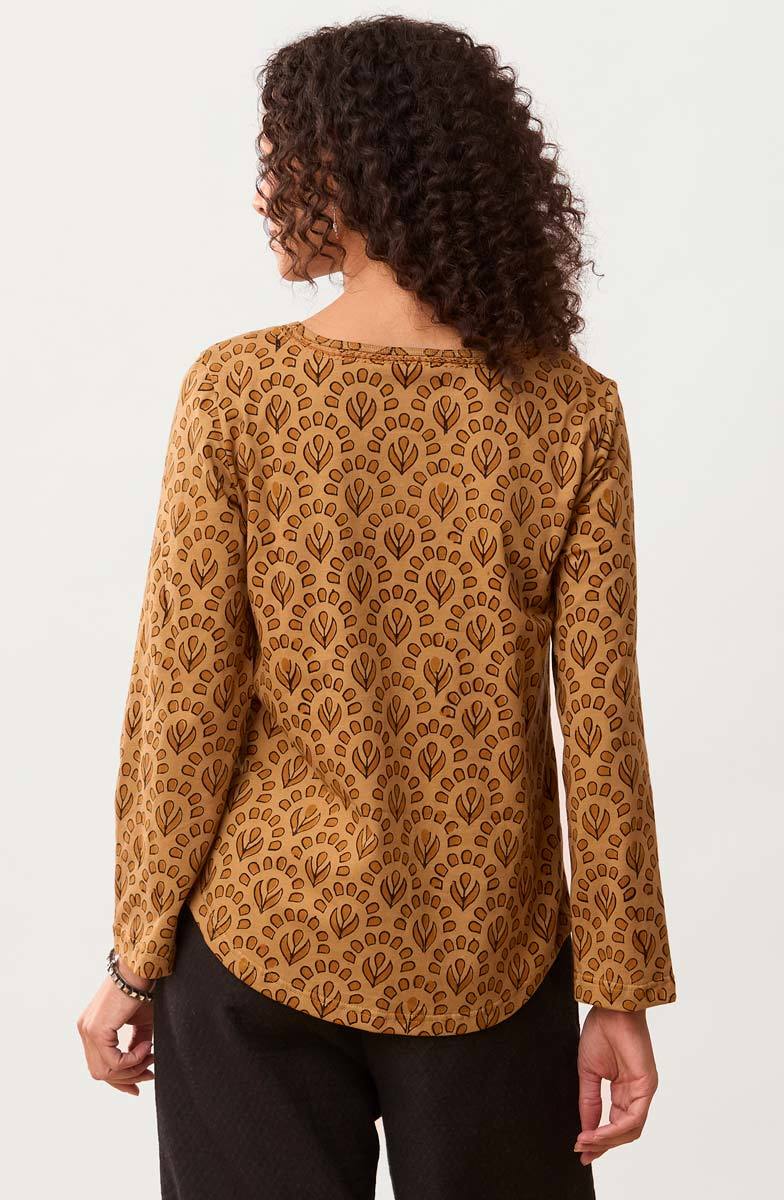 Maira Block Print Cotton Jersey Tee - Cedar