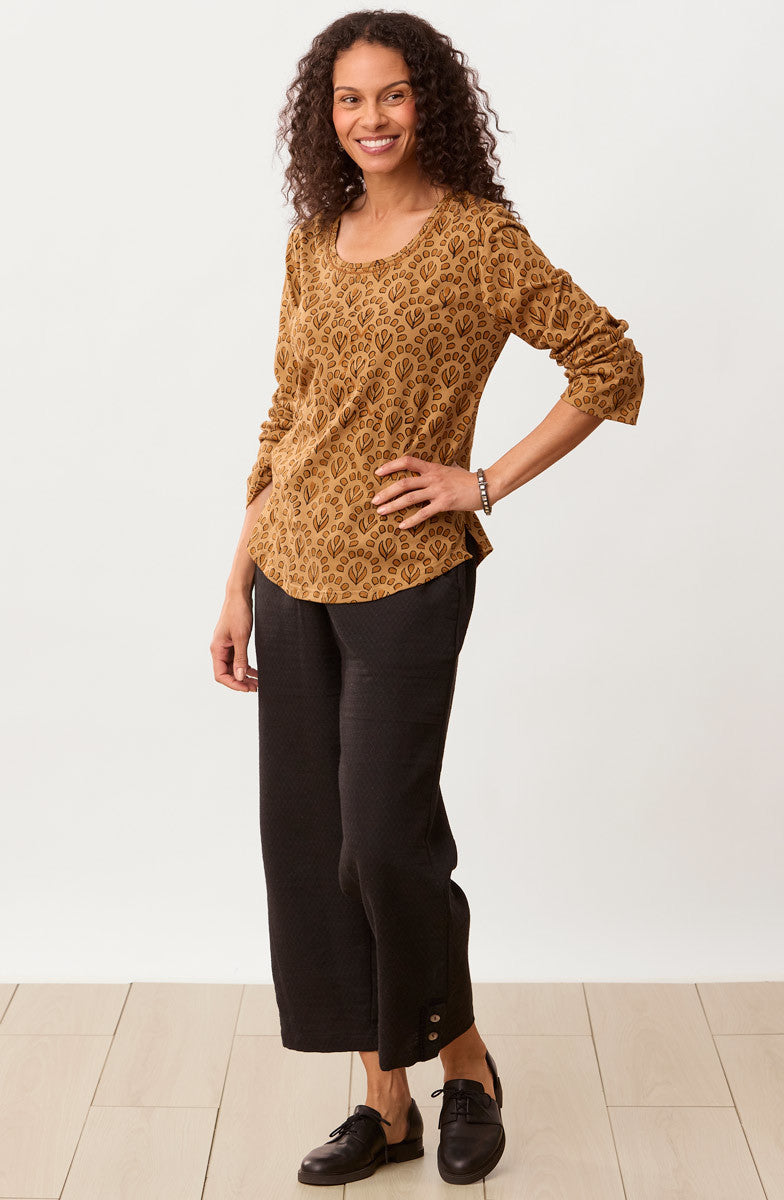 Maira Block Print Cotton Jersey Tee - Cedar