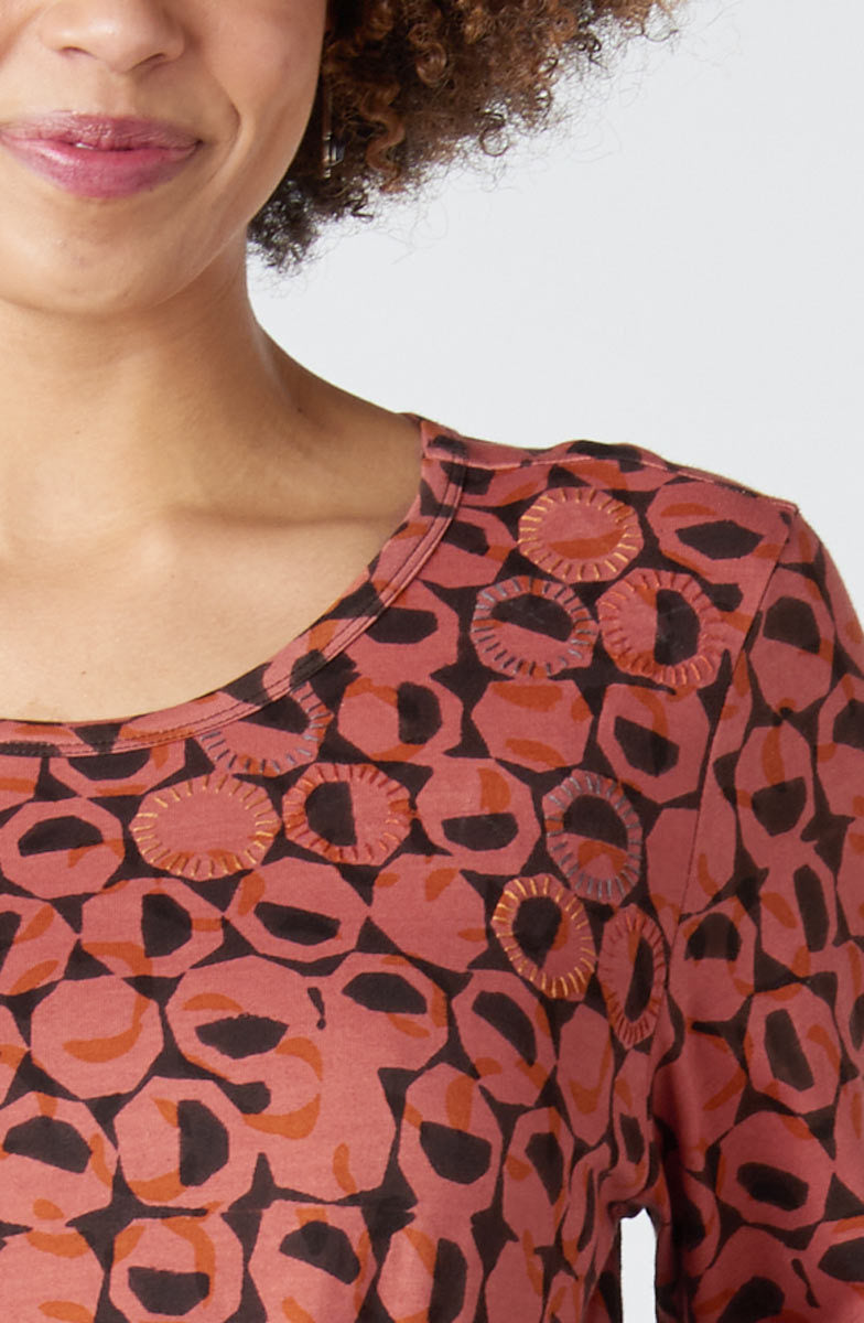 Tishani Jersey Knit Kurta Tunic Dress - Cedar