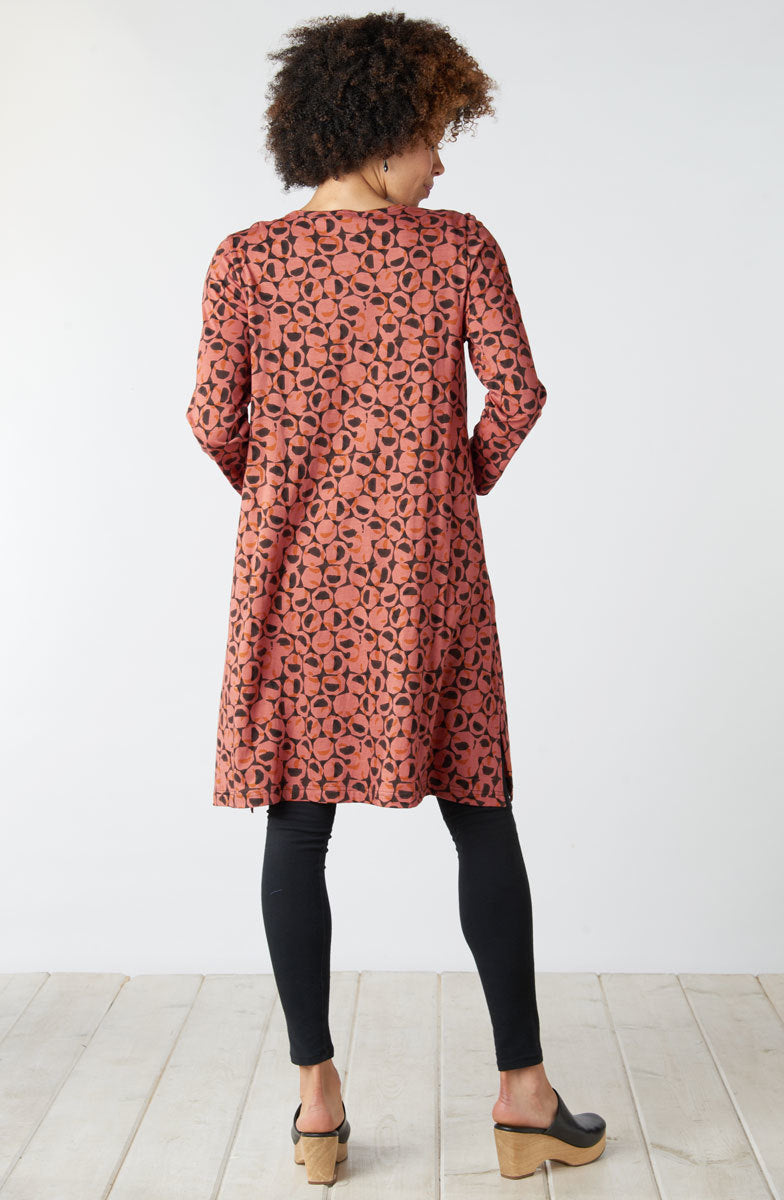 Tishani Jersey Knit Kurta Tunic Dress - Cedar