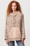 Adrija French Terry Boatneck Stand-Collar Tunic - Chalk/Multi