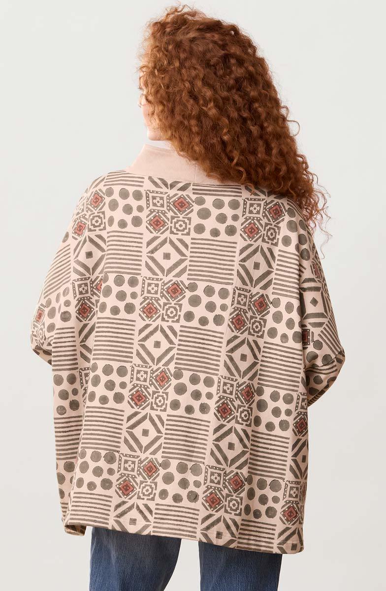 Adrija French Terry Boatneck Stand-Collar Tunic - Chalk/Multi