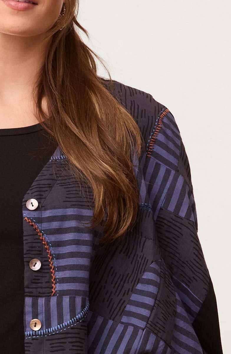 Zeenal Upcycled Patchwork Top - Black/Multi/Chindi