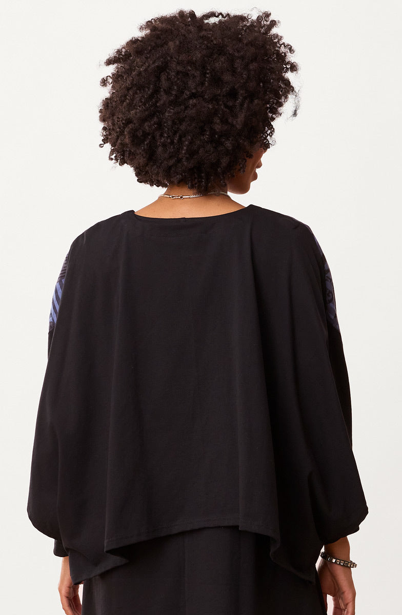 Zeenal Upcycled Patchwork Top - Black/Multi/Chindi