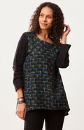 Shona Mix Media Long-Sleeve Top - Charcoal/Multi