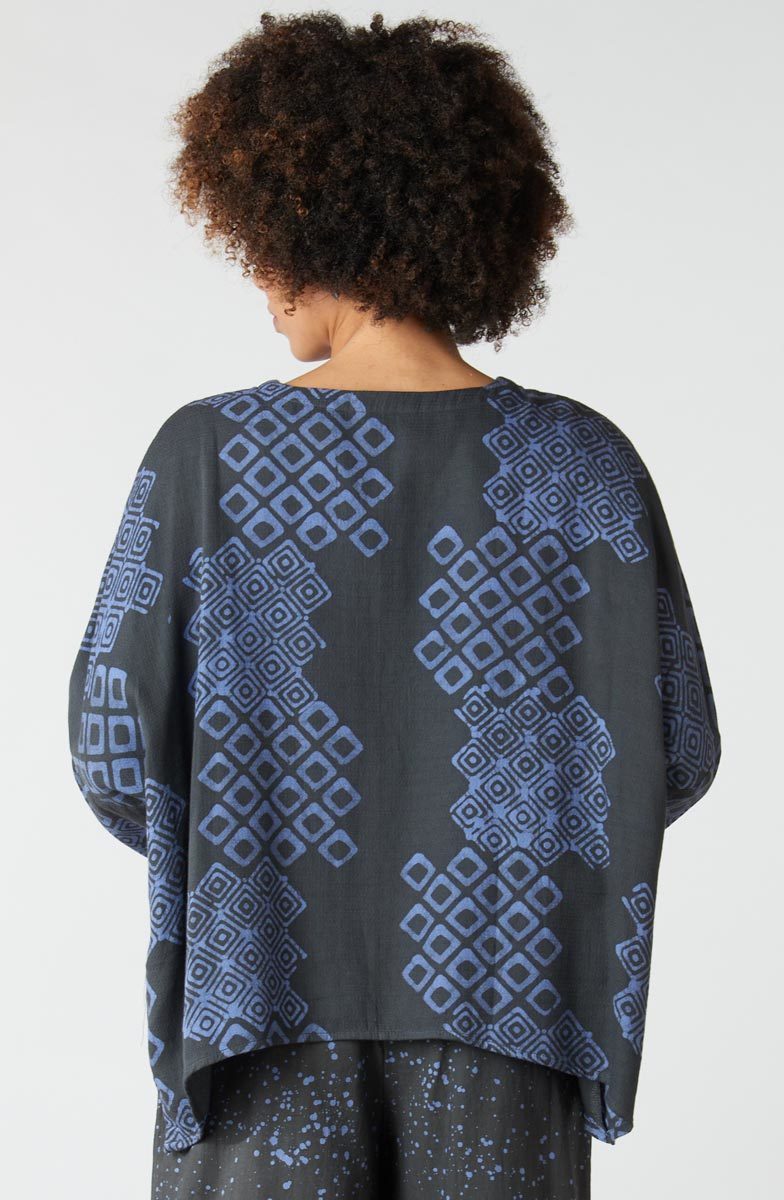 Rimsha Long-Sleeve Popover Swing Top - Fossil/Periwinkle