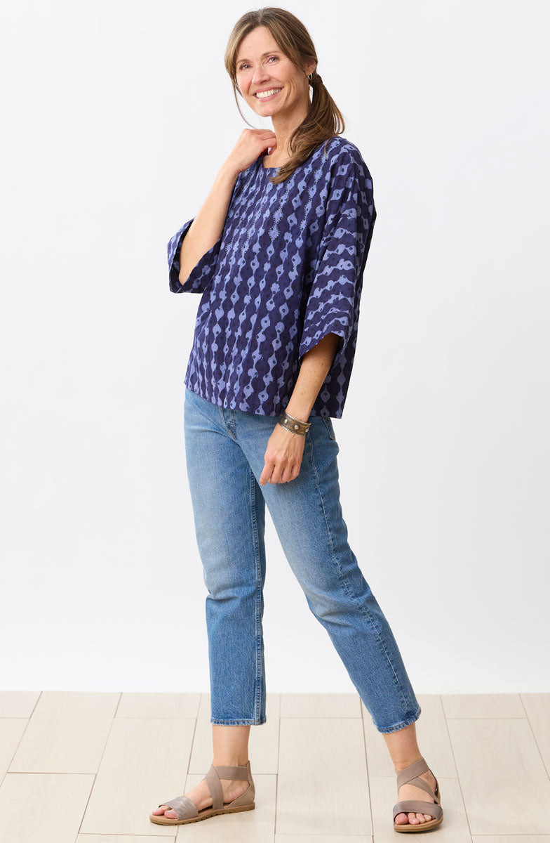 Sujaya Drop-Shoulder Boxy Top - Tranquil blue