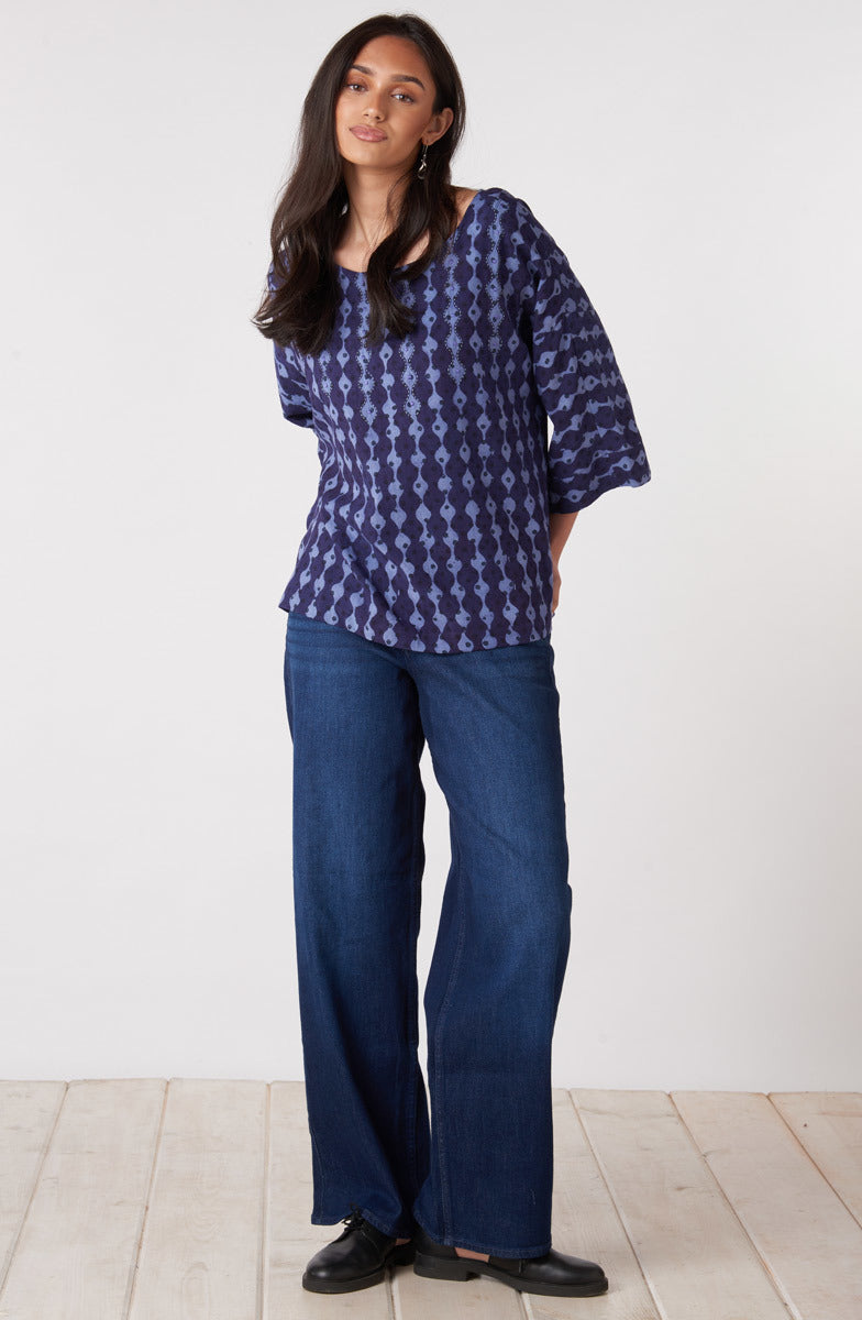 Sujaya Drop-Shoulder Boxy Top - Tranquil blue