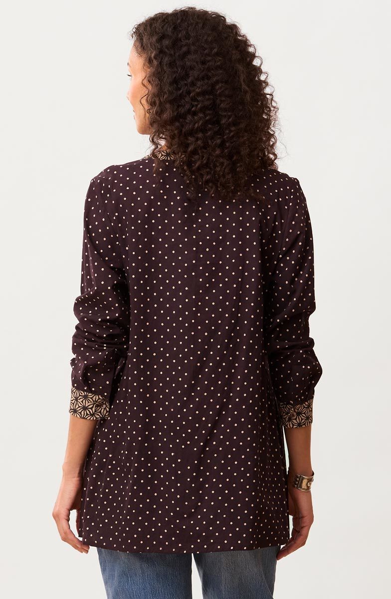 Vaishali Pleated Button-Down Tunic - Black/Natural