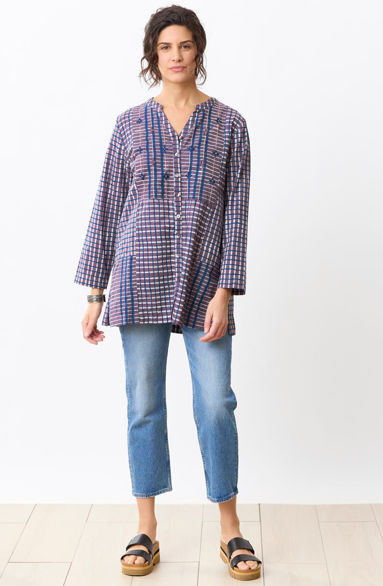 Shaily Button-Down Kurta - Smoky lavender