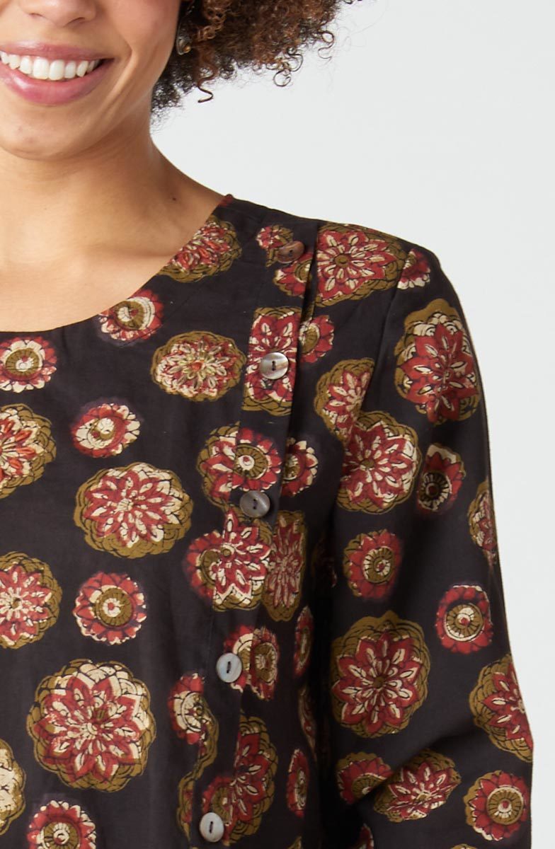 Smitali Scoop-Neck Swing Tunic - Black/Multi