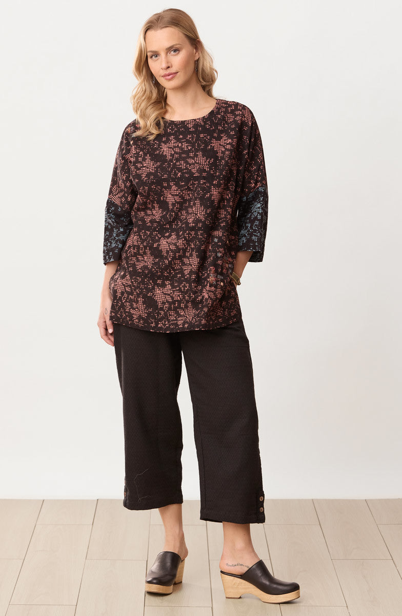 Tanisha Block Print 3/4-Sleeve Tunic - Ambrosia/Multi