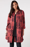 Rima Oversized Button-Down Shirt Jacket - Pomegranate