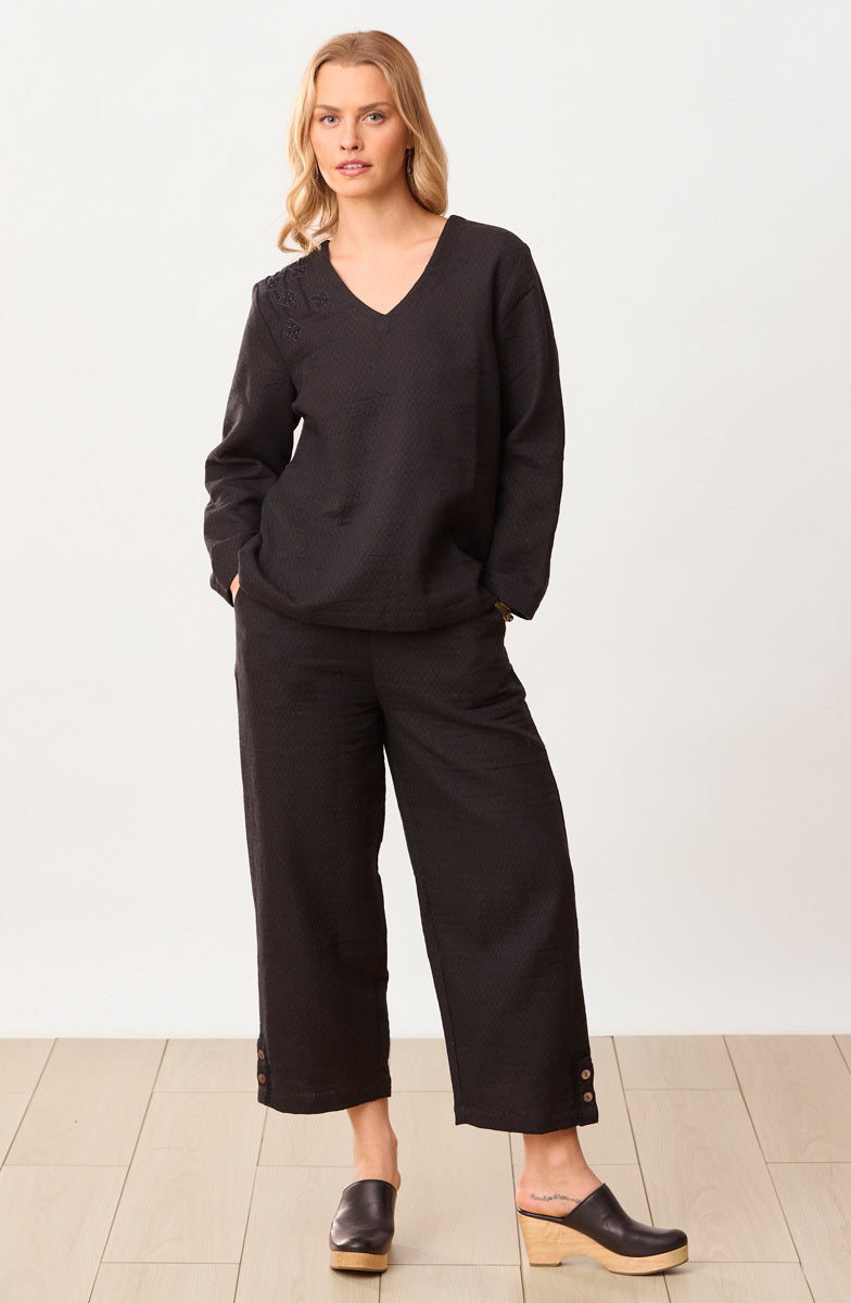 Deepa V-Neck Matelassé Top