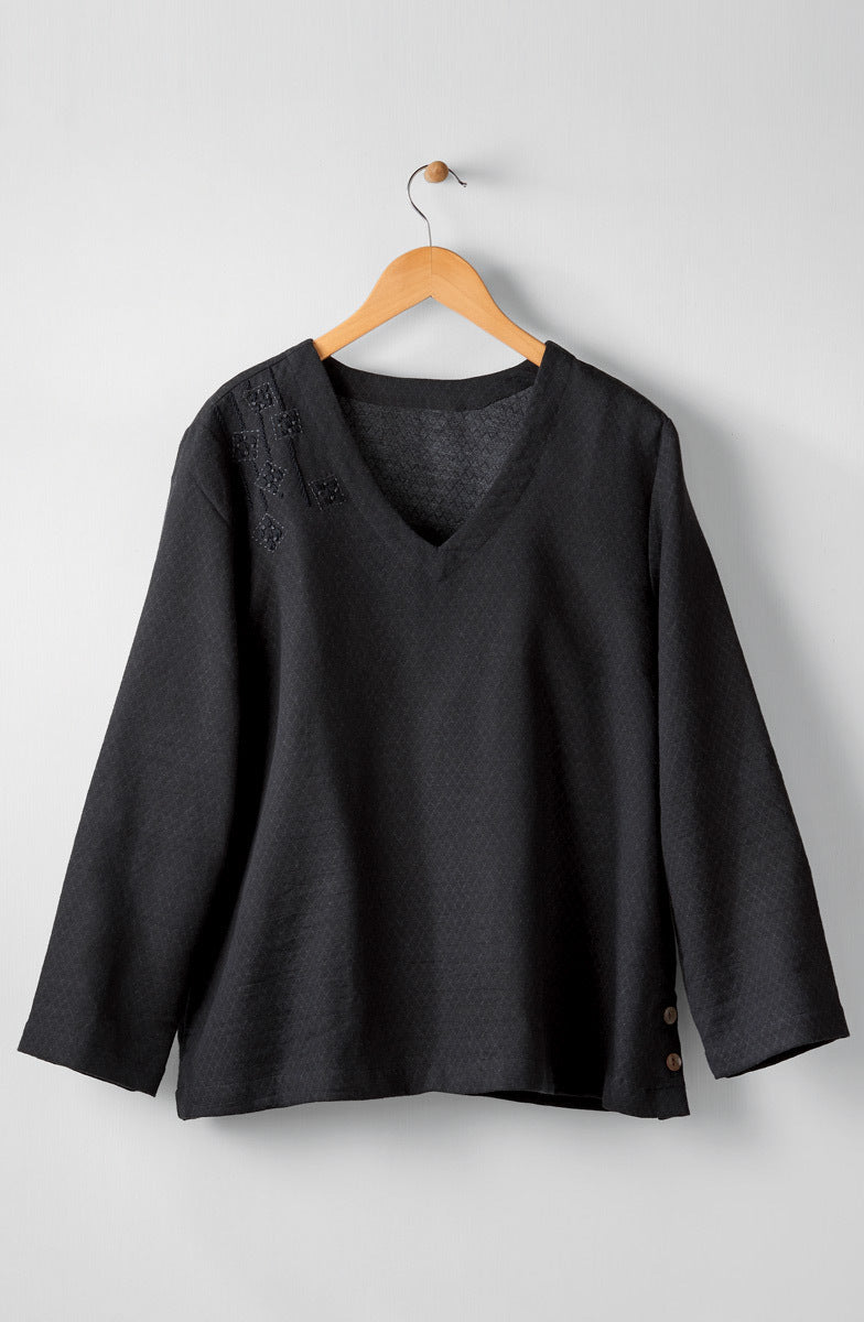 Deepa V-Neck Matelassé Top