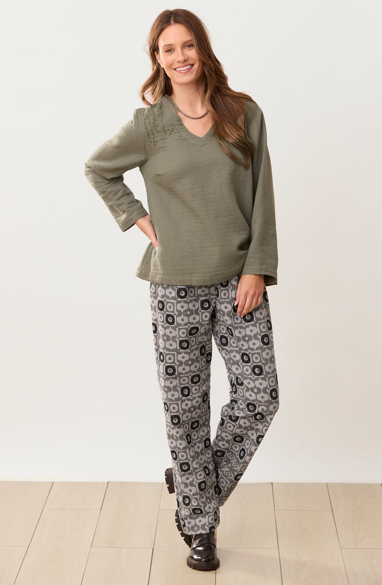 Deepa V-Neck Matelassé Top