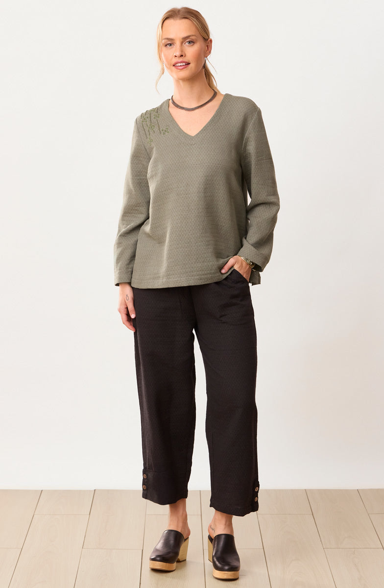 Deepa V-Neck Matelassé Top