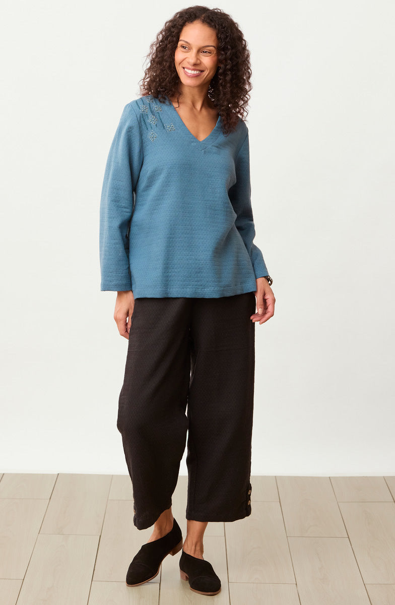 Deepa V-Neck Matelassé Top