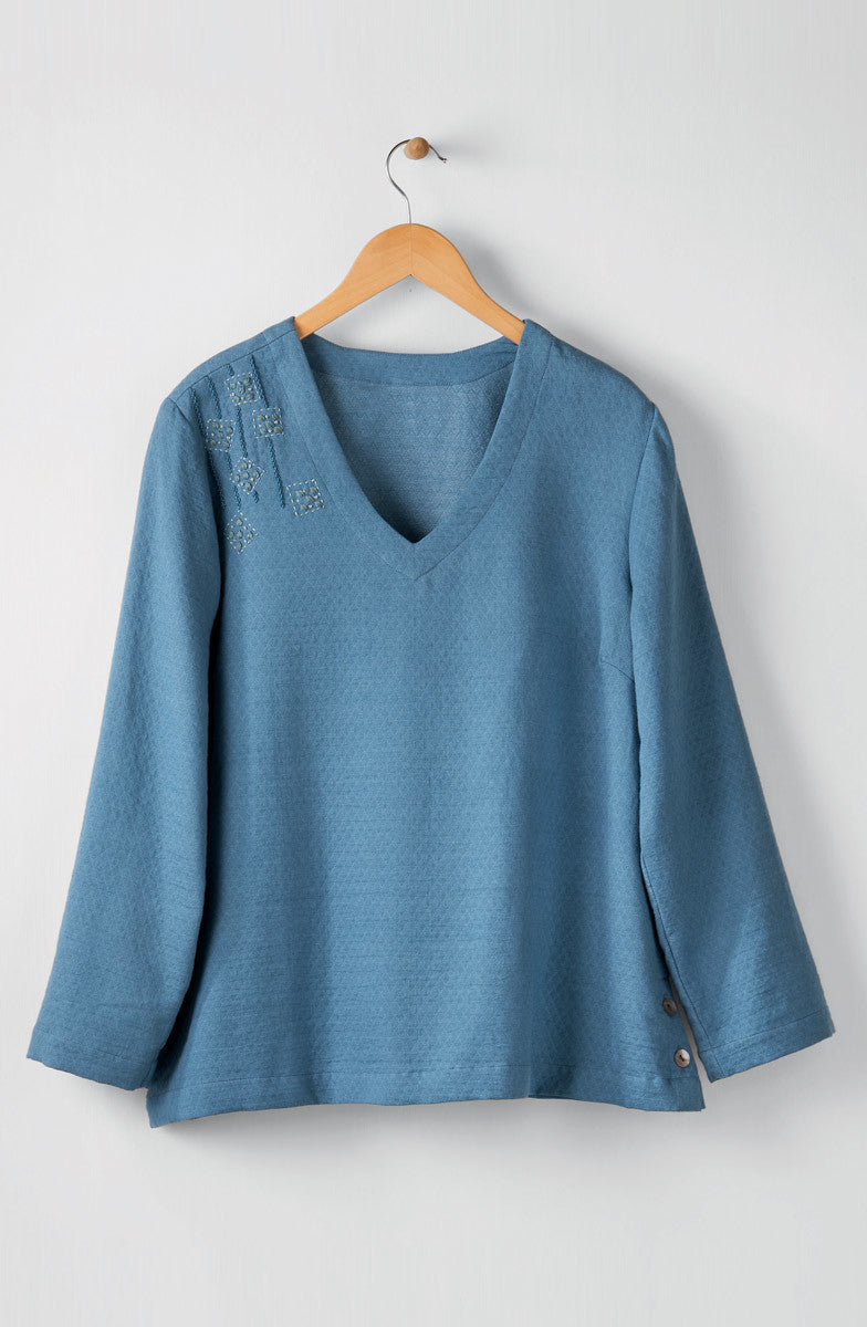 Deepa V-Neck Matelassé Top