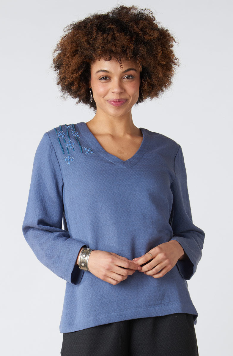 Deepa V-Neck Matelassé Top