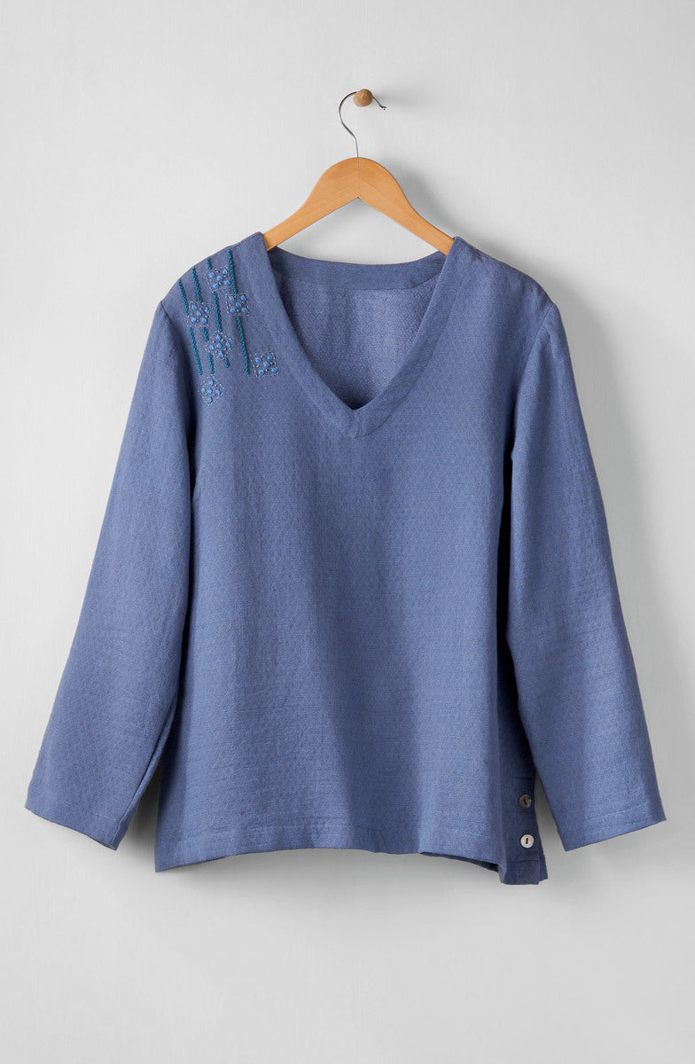 Deepa V-Neck Matelassé Top