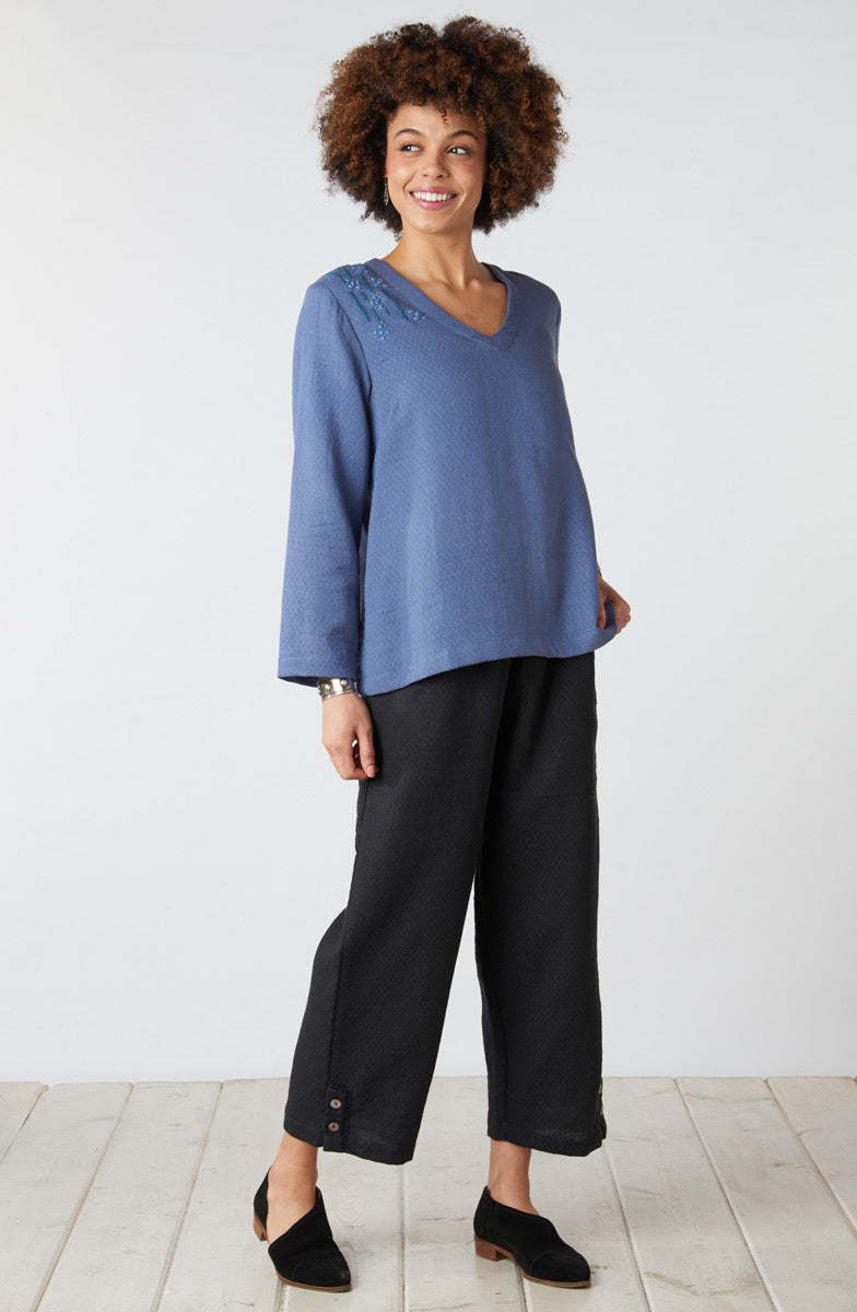 Deepa V-Neck Matelassé Top