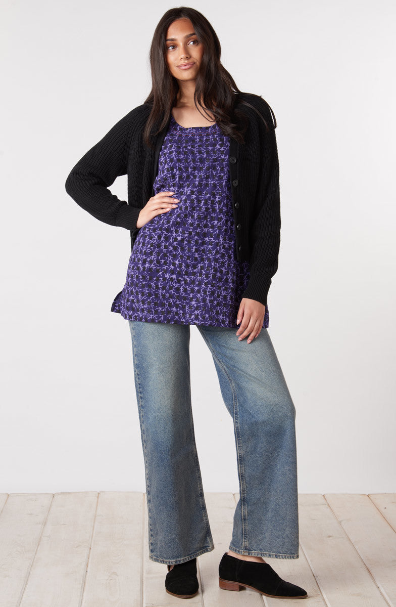 Sanju Block Print Tank - Purple