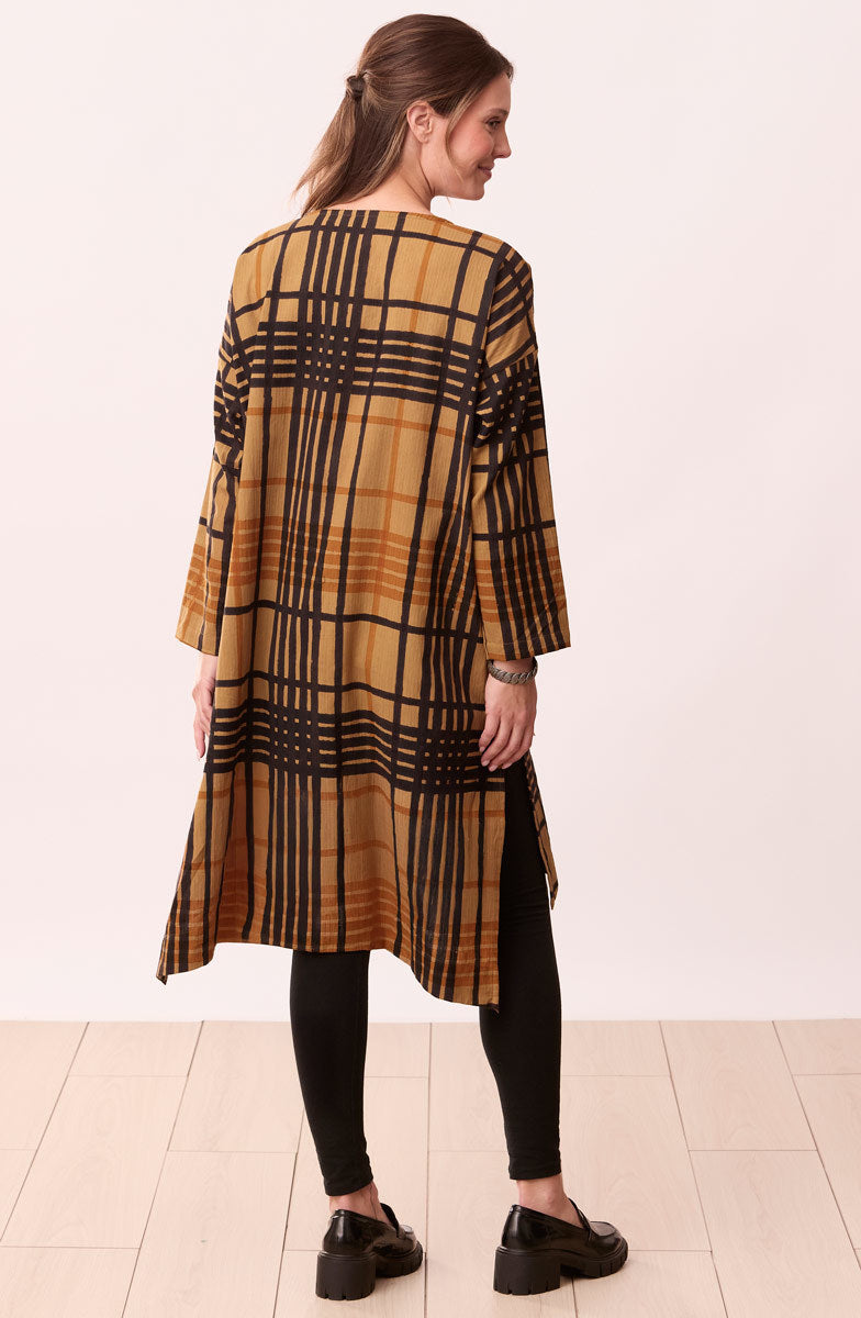 Bhadra Textured Cotton Side Slit Tunic - Golden apple