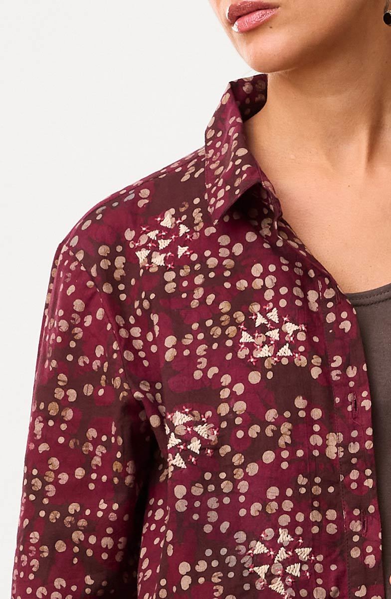 Rajni Button-Front Peplum Top - Radicchio