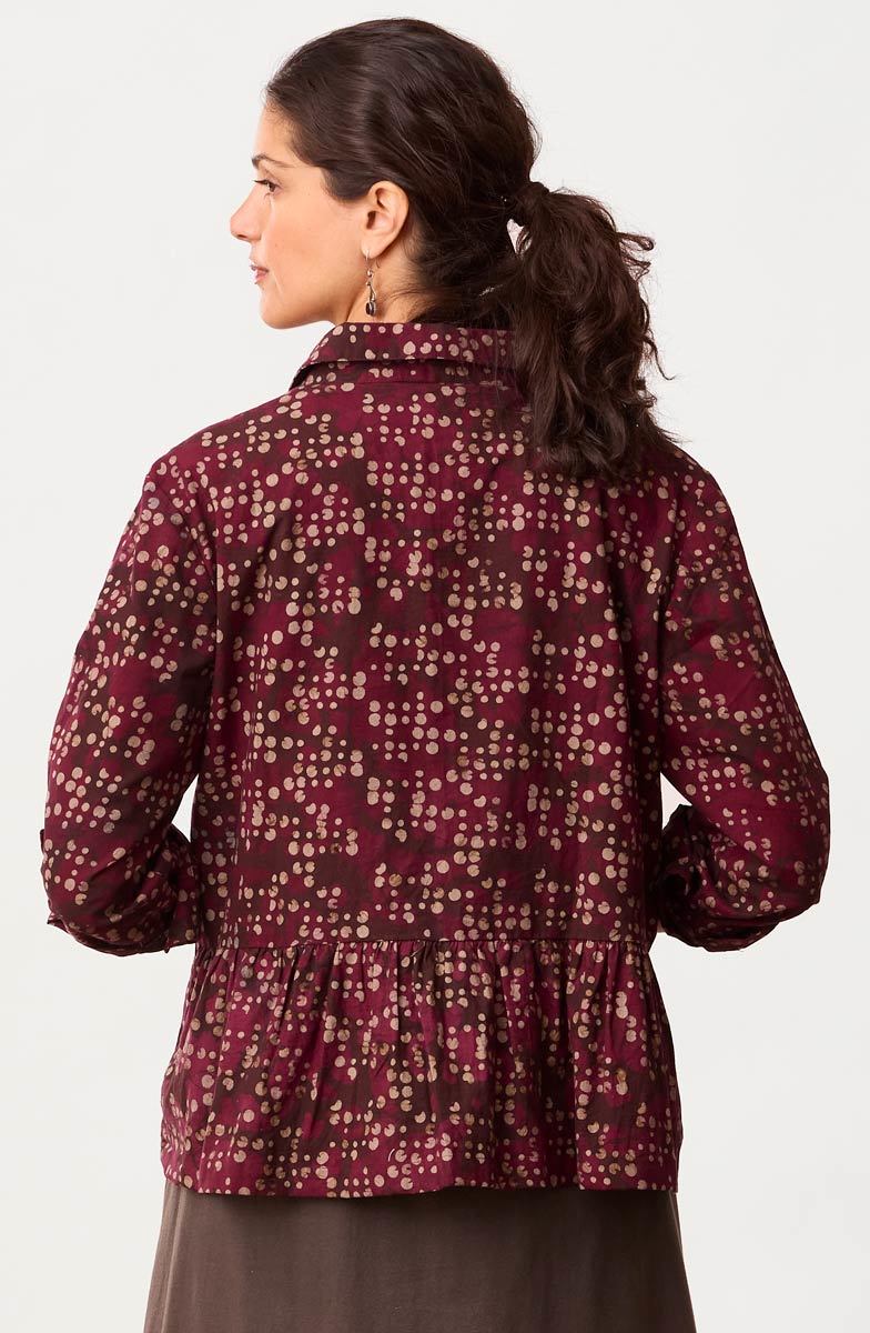 Rajni Button-Front Peplum Top - Radicchio