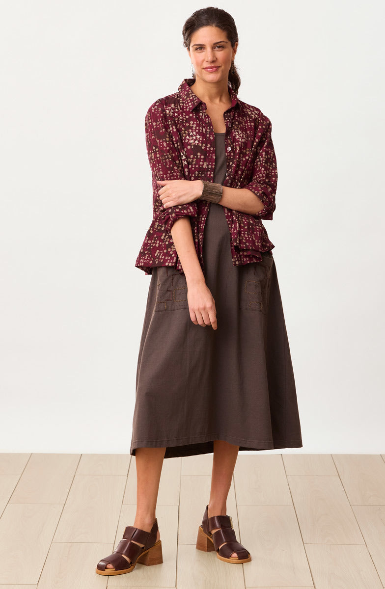 Rajni Button-Front Peplum Top - Radicchio