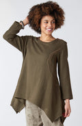 Pooja Textured Cotton Handkerchief Hem Tunic - Walnut