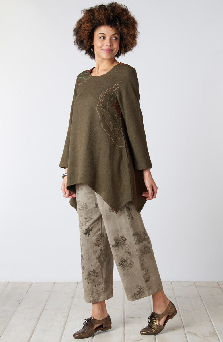 Pooja Textured Cotton Handkerchief Hem Tunic - Walnut