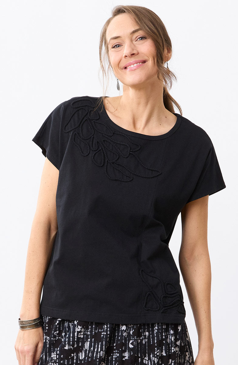 Akila Couched Knit Cap Sleeve Boxy Tee